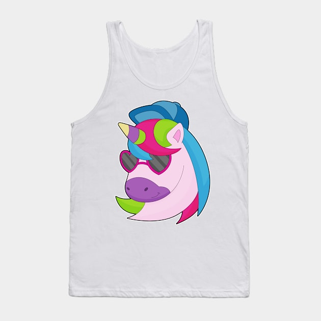 Unicorn Sunglasses Cap Tank Top by Markus Schnabel